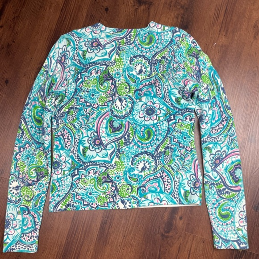 Lilly Pulitzer Women's S Conservatory Peacock Cardigan Sweater Cotton‎